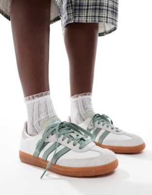 Adidas Originals Samba Og Sneakers In White And Sage Green ModeSens