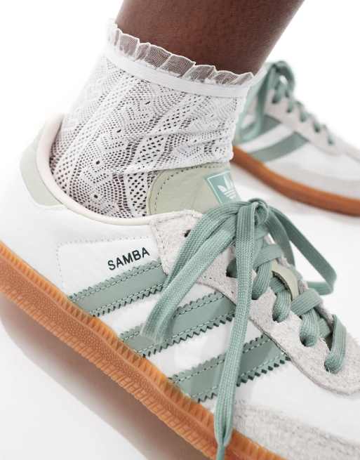 adidas gazelle silver green womens Adidas Men's Samba White / Green / Gum Low Top Sneakers main image 1