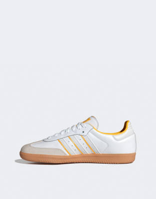 adidas Originals Samba OG sneakers in white with yellow
