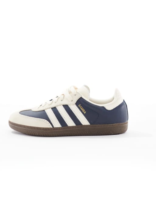 adidas Originals Samba OG sneakers with cream detail in indigo blue ASOS