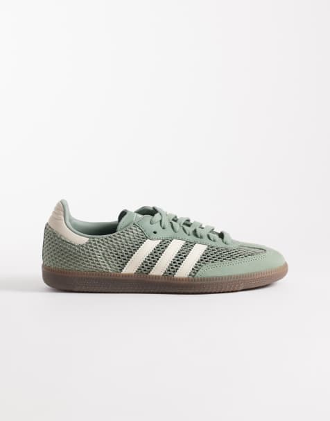 adidas Originals Samba OG sneakers with crochet detail in green and white - view 1