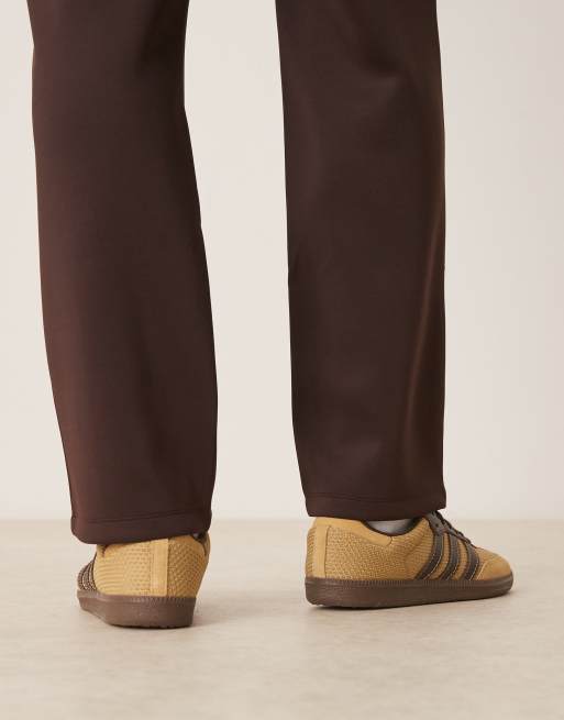 adidas Originals Samba OG sneakers with crochet detailing in yellow and brown 