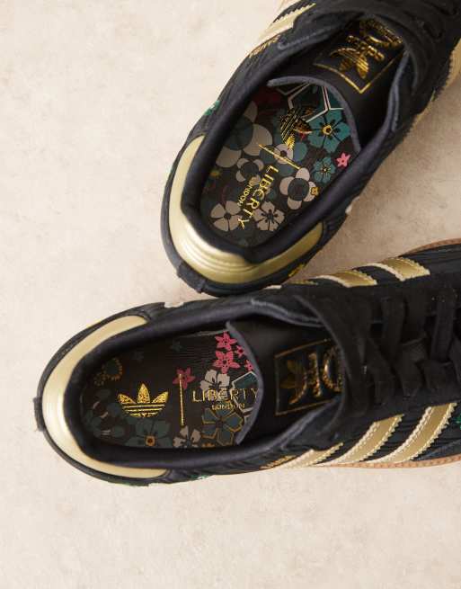 adidas Originals Samba OG sneakers with flower detailing in black and gold