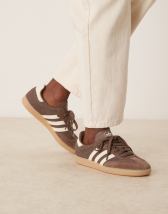 adidas Originals Adicolor 3 stripe sweatshirt in brown