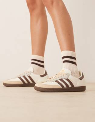 adidas Originals Samba OG trainers in cream and brown - view 1