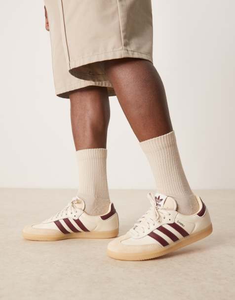 adidas Originals Samba OG trainers in cream and burgundy - view 1