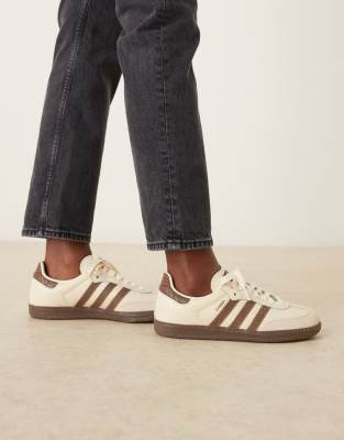  Samba OG trainers in cream croc print with brown 