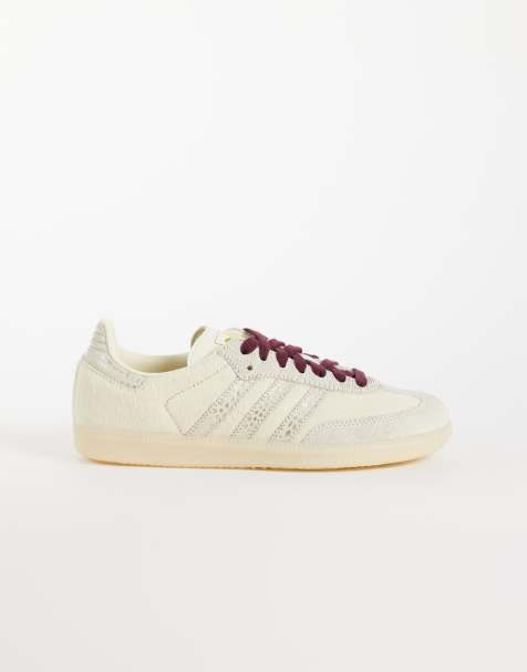 adidas Originals Samba OG trainers in cream with burgundy laces - view 1