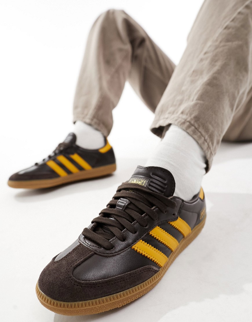 adidas Originals Samba OG trainers in dark brown and yellow
