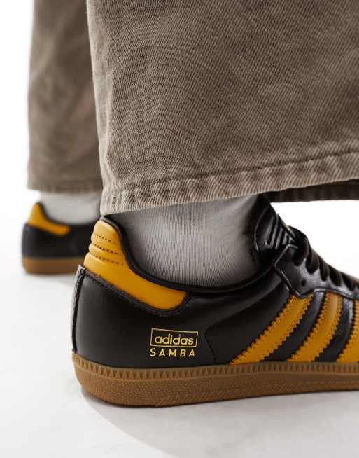 adidas Originals Samba OG trainers in dark brown and yellow ASOS