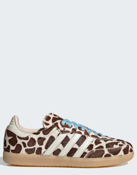 adidas Originals Samba OG trainers in giraffe print with baby blue laces - view 1