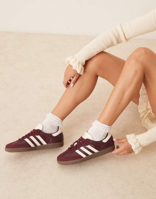 adidas Originals Samba OG sneakers in maroon and cream