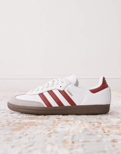 adidas Originals Samba OG trainers in white and burgundy