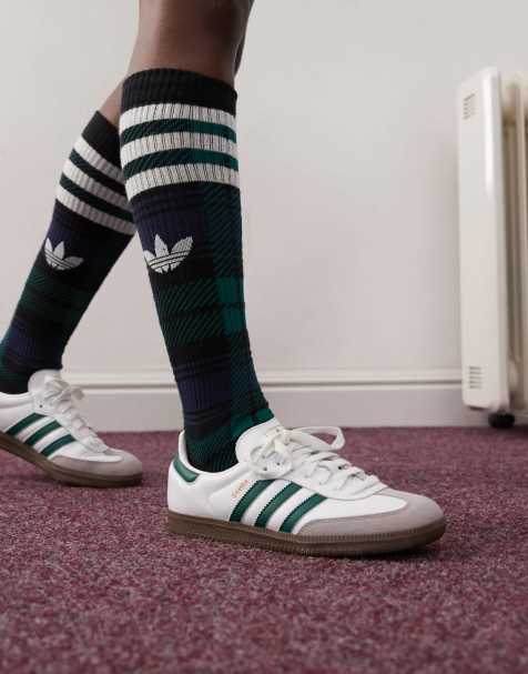 adidas Originals Samba OG trainers in white and dark green - view 1