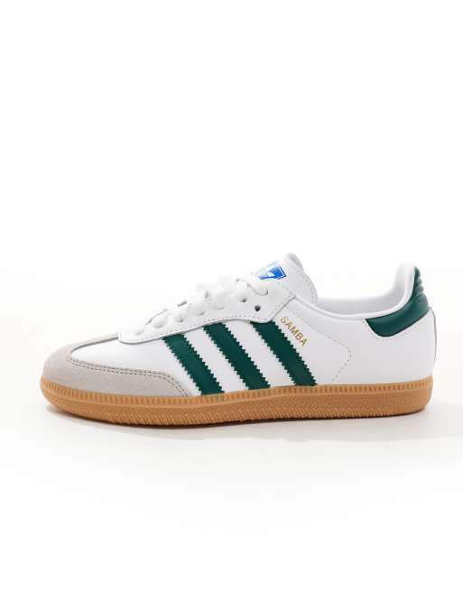  adidas Originals Samba OG trainers in white and green 