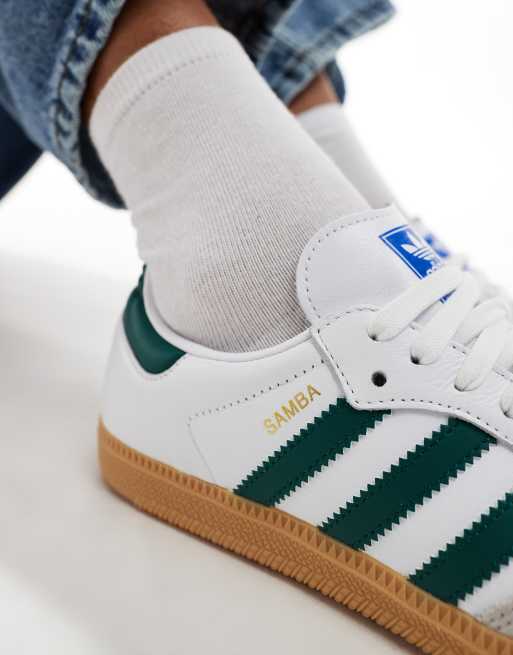  adidas Originals Samba OG trainers in white and green 