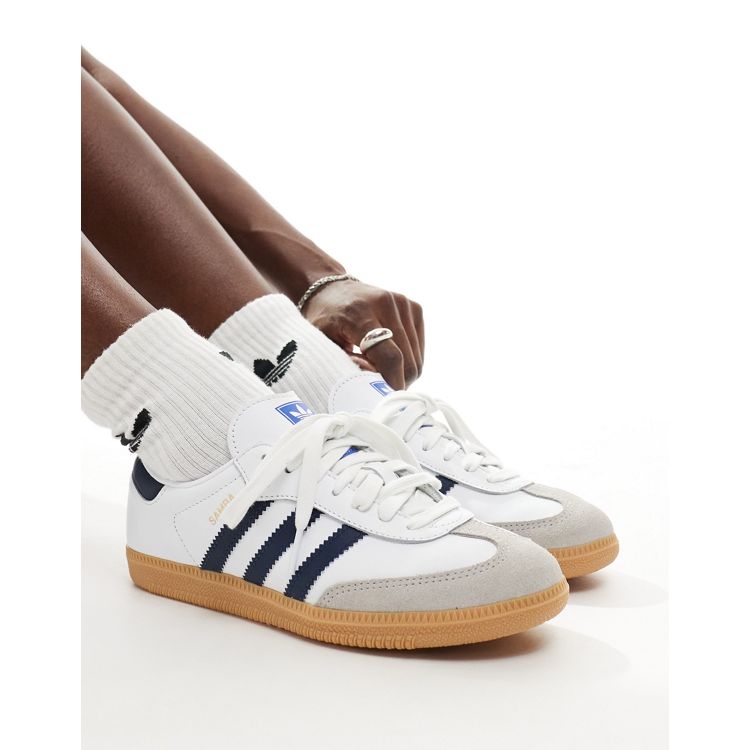 adidas Originals Samba OG trainers in white and indigo