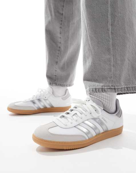adidas Originals Samba OG trainers in white and metallic silver - view 1