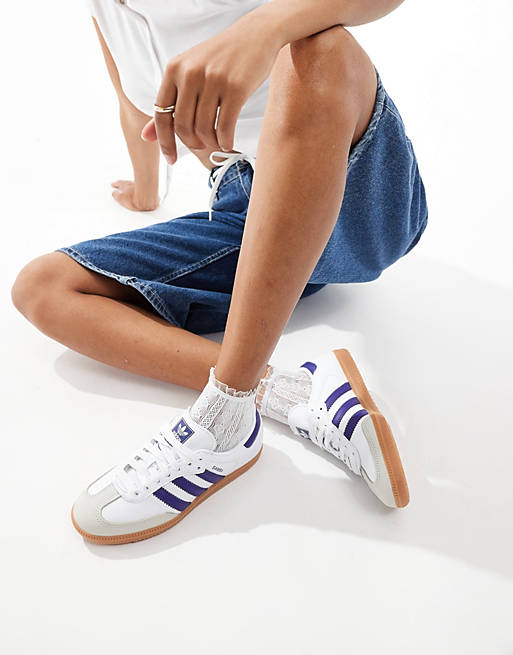 adidas Originals Samba OG trainers in white and purple | ASOS