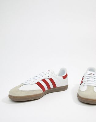 adidas samba white red stripes
