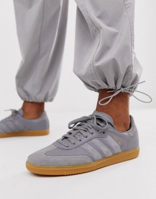 grey adidas samba trainers