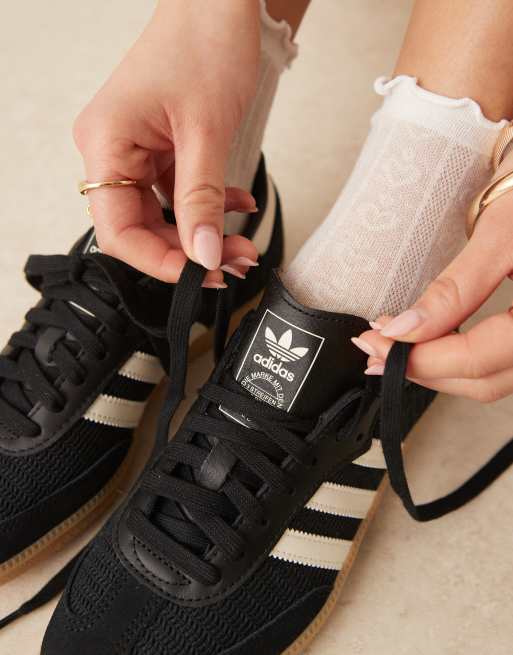 adidas Originals Samba OG woven trainers in black and cream