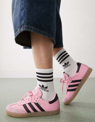 adidas Originals Samba OG sneaker with red detail in white
