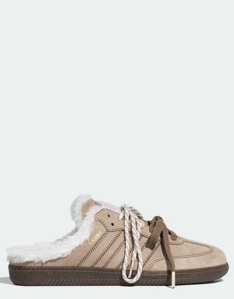 adidas Originals Samba OG zapatillas mule en marrón claro y blanco - view 1