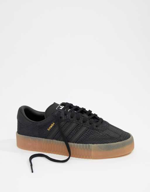 adidas Samba Sneakers In Black With Gum Sole