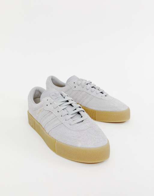 adidas Originals Samba Rose Sneakers In Gray With Gum Sole