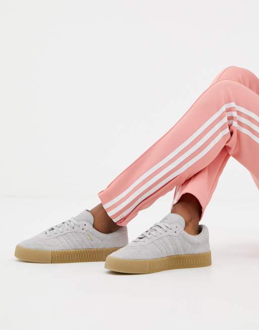 Adidas originals samba rose sneakers in white with hotsell dark gum sole