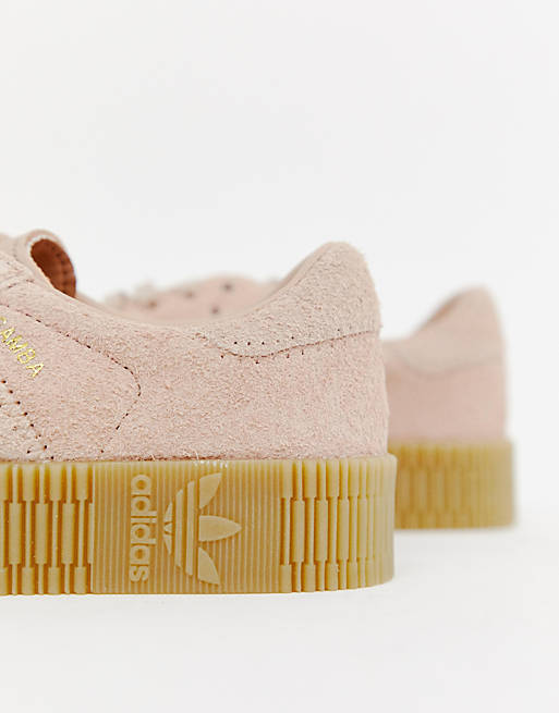adidas Originals Samba Rose Sneakers In Tan With Gum Sole in