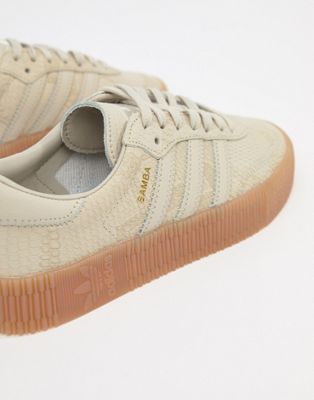 adidas originals samba rose trainers in tan with gum sole
