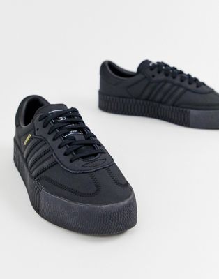 adidas originals samba rose sneakers in triple black