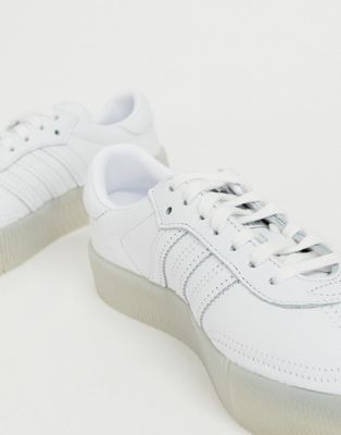 adidas originals samba rose sneakers in triple white