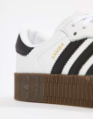 adidas originals samba rose sneakers in black with dark gum sole