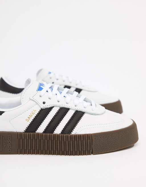 Adidas originals samba rose sneakers in white with dark sales gum sole