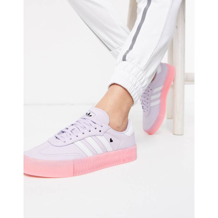 adidas Originals Samba Rose sneakers with heart detail in lilac and pink