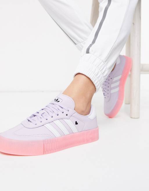 adidas Originals Samba Rose sneakers with heart detail in lilac and ...