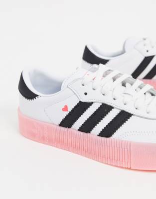 adidas originals samba rose trainers with heart detail in lilac and pink