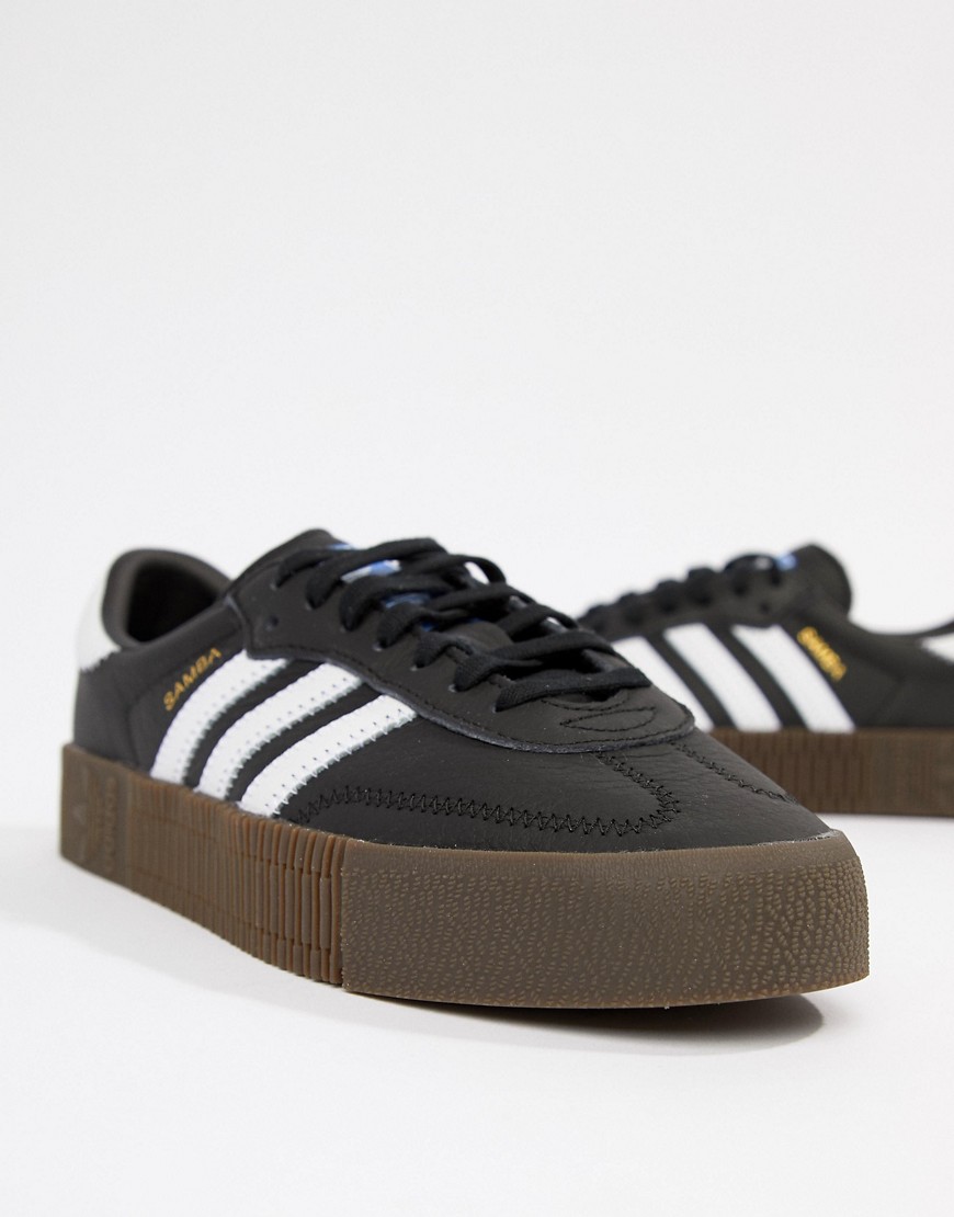 Adidas Originals – Samba Rose – Svarta och vita sneakers med gummisula