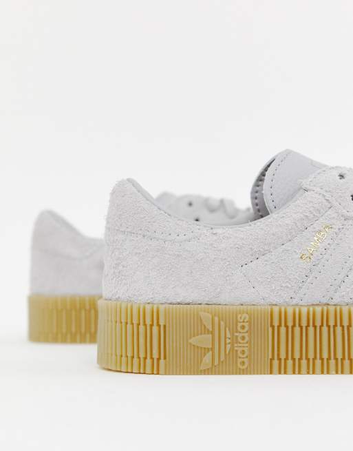 adidas Originals Samba Rose Trainers In Grey With Gum Sole