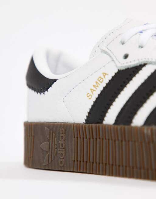 Adidas originals samba rose trainers store in white with dark gum sole