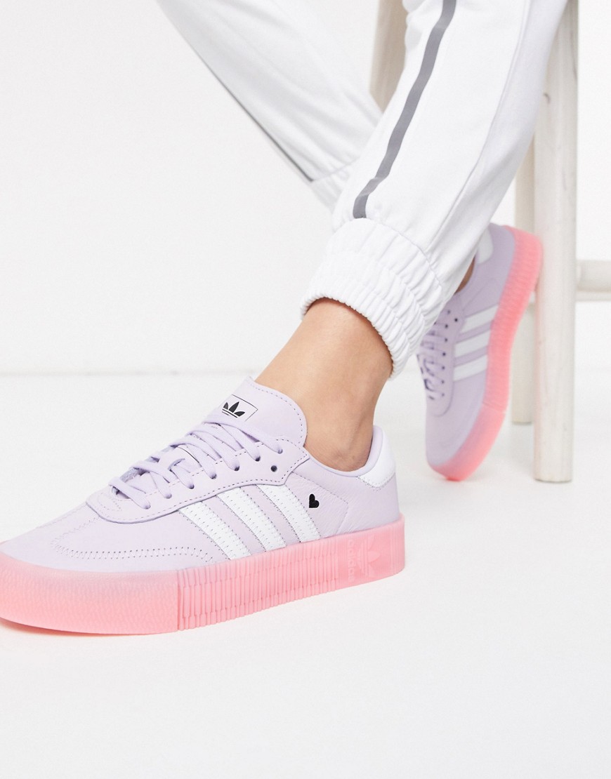 adidas Originals Samba Rose trainers with heart detail in lilac and pink-Purple