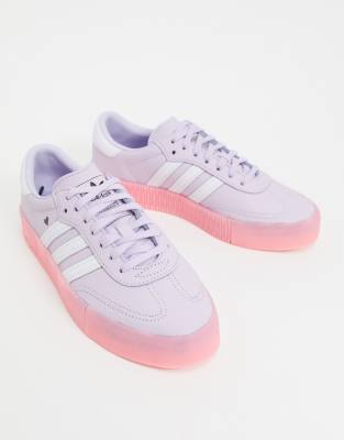 adidas originals samba rose trainers with heart detail in lilac and pink