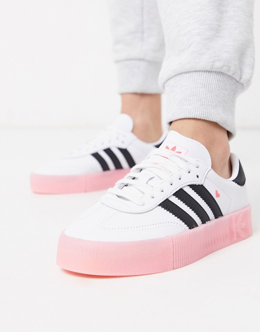 adidas Originals Samba Rose trainers with heart detail in white