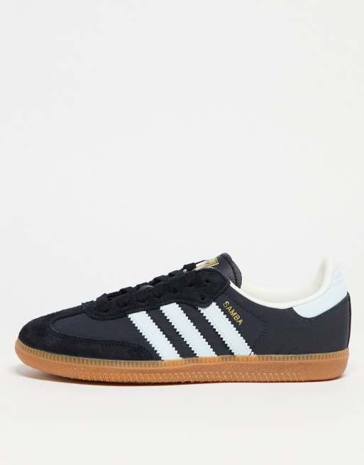 adidas Originals Samba Sneaker in Anthrazit mit hellblauen Streifen