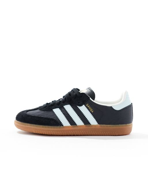 adidas Originals Samba Sneaker in Anthrazit mit hellblauen Streifen