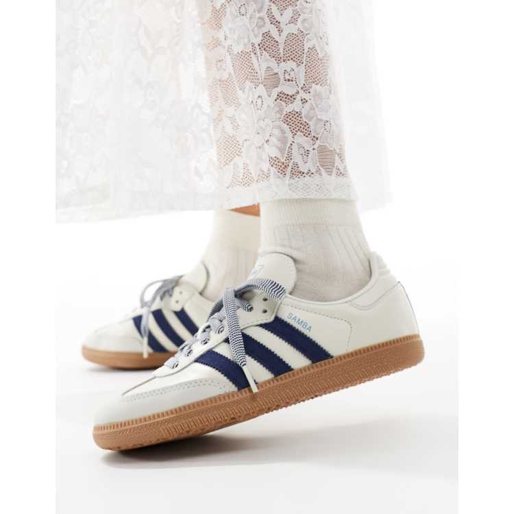 Adidas samba white navy on sale