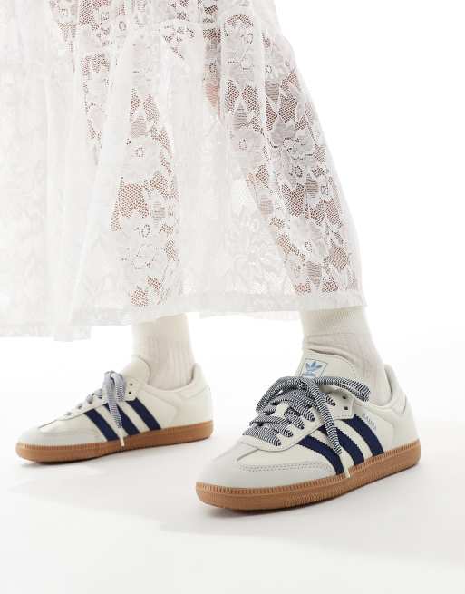 adidas Originals Samba Sneakers bianco sporco e blu navy